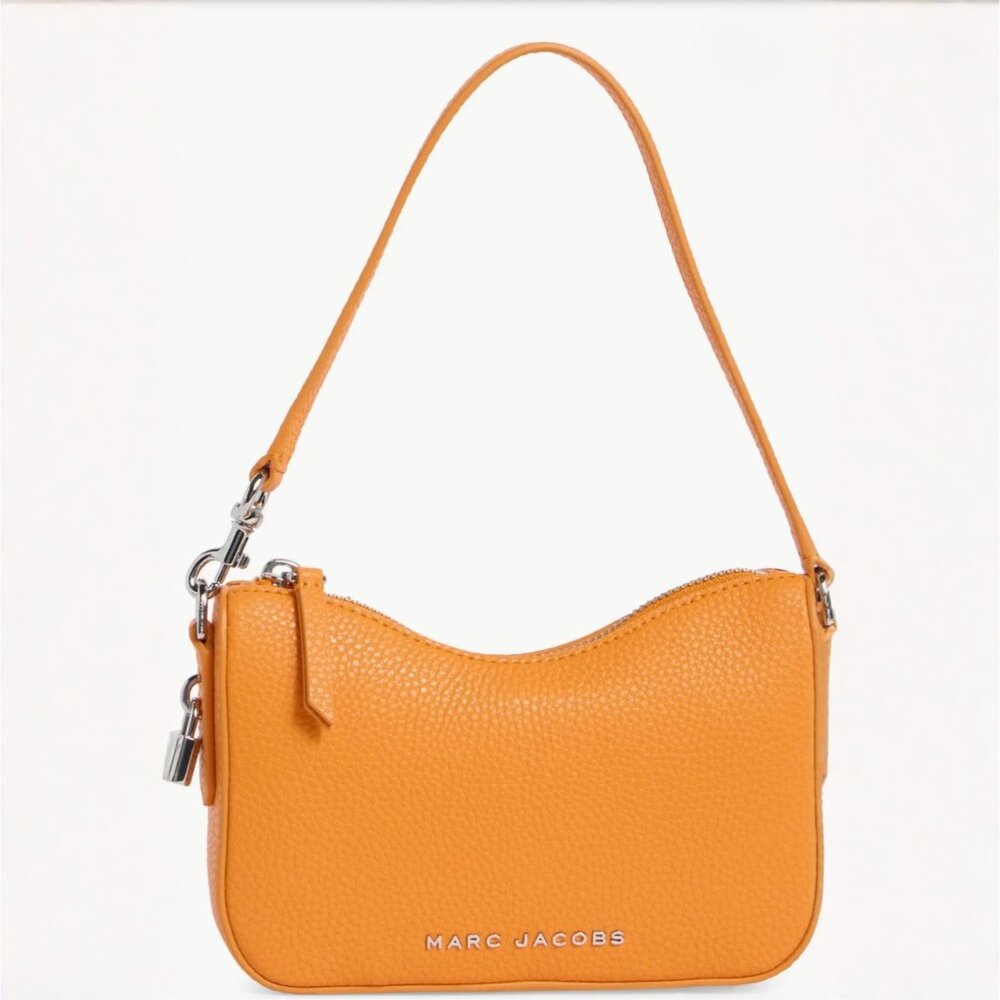 Marc Jacobs Drifter Mini Pebble Leather Wristlet Shoulder Bag Tangerine New